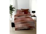 Wendebettwäsche KAEPPEL "TIMELESS 100% Baumwolle", orange (terra), B/L: 200cm x 200cm, 1 Stk., 2 Stk., Mako-Satin, B/L: 80cm x 80cm & 80cm x 80cm, 3 Stk., Mako-Satin, Obermaterial: 100% Baumwolle, Bettwäsche, Wendebettwäsche, mit breiten Streifen, Wendeoptik, Markenreißverschluss