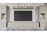 Wohnwand OTTO HOME "PARIS, Vitrine Türanschlag links/rechts wechselbar", beige (kaschmir), B:260cm H:130cm T:33cm, Hartfaserplatte, Kastenmöbel-Sets, Wohnwand, grifflose Design, stehend und hängend montierbar