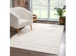 Hochflor-Teppich CARPET CITY "Focus 3382", beige (creme), B:200cm H:20mm L:290cm, Polypropylen, Teppiche, Boho-Teppich, Hochtief-Muster/ 3D-Effekt, für Wohnzimmer, Schlafzimmer