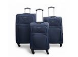 Zachte, lichtgewicht marineblauwe nylon reiskoffer met 4 wielen, vakantiekoffer