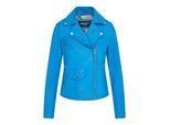 Dames Blauw Classic Brando Biker Leren Jack - Broome