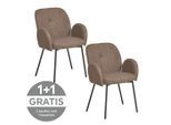 Mid.you , Braun, Schwarz , Holz, Metall, Textil , Pappel , Sperrholz , 62x85x64 cm , Bsci , inklusive Armlehnen , Esszimmer, Esszimmerstühle, Polsterstühle