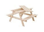 KINDERSTUHL-SET aus Naturholz mit Staufach - H50 x 90 x 90 cm - M010-1
