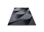 Ayyildiz , Schwarz , Textil , Wellen , rechteckig , 80x300 cm , Oeko-Tex® Standard 100 , für Fußbodenheizung geeignet, schmutzabweisend, für Hausstauballergiker geeignet, lichtunempfindlich, antistatisch, pflegeleicht, strapazierfähig, leicht zusammenrollbar , Teppiche & Böden, Teppichläufer & Vorleger