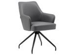 Livetastic , Grau, Schwarz , Holz, Metall, Leder , Echtleder , Rindleder , Pappel , Sperrholz , 57.5x83.5x63 cm , Sitzfläche 360° drehbar, inklusive Armlehnen , Esszimmer, Esszimmerstühle, Lederstühle Esszimmer, Echtleder Stühle