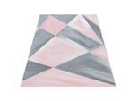 Möbelix , Grau, Rosa , Textil , geometrisch , rechteckig , 80x150 cm , Oeko-Tex® Standard 100 , pflegeleicht , Teppiche & Böden, Teppiche, Webteppiche