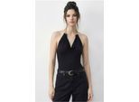 V-hals Blouse met Accessoire Detail