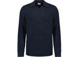 No Excess Pullover polo with linen deep blue