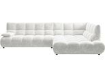 Ecksofa HOME AFFAIRE "Cozy Bubble, mit klappbarer Armlehne, Breite 324 cm", weiß, B:324cm H:85cm T:211cm, 100% Polyester, Sofas, Ecksofa, mit eleganter Steppung, Rundumbezug & weicher Polsterung