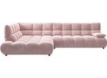 Ecksofa HOME AFFAIRE "Cozy Bubble, mit klappbarer Armlehne, Breite 324 cm", rosa (rosewood), B:324cm H:85cm T:211cm, 100% Polyester, Sofas, Ecksofa, mit eleganter Steppung, Rundumbezug & weicher Polsterung