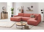 Wohnlandschaft OTTO HOME "SHERWOOD U-Form, 329 cm - OTTO. Verlässliche Qualität.", rot (coral), B:329cm H:85cm T:195cm, 100% Polyester, Sofas, Wohnlandschaft, Schlaffunktion m. Bettkasten (194x139 cm), Cord, Vintage, Samtvelours