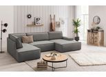 Wohnlandschaft OTTO HOME "SHERWOOD U-Form, 329 cm - OTTO. Verlässliche Qualität.", grau, B:329cm H:85cm T:195cm, 100% Polyester, Sofas, Wohnlandschaft, Schlaffunktion m. Bettkasten (194x139 cm), Cord, Vintage, Samtvelours