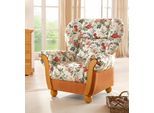 Sessel HOME AFFAIRE "Milano, bequemer Ohrensessel im Landhaus-Stil, Breite 99cm", orange (terrakotta, geblümt), B:99cm H:107cm T:89cm, Chenille (70% Polyacryl, 30% Polyester);Chenille (70% Polyacryl, 30% Polyester) auf Korpus und Zierkissen, Sitz und Rücken im Blumenmuster »Paradise« (100% Polyester), Sessel, Sessel, Hochlehnsessel