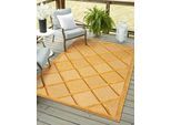 Outdoorteppich "Amara, LAGERRÄUMUNG", gelb, B:200cm H:8mm L:300cm, Polypropylen, MYFLAIR MÖBEL & ACCESSOIRES, Teppiche, Outdoorteppich, Uni Farben, Hoch-Tief Effekt, Outdoor geeignet, Balkon, Terrasse