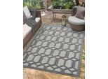 Outdoorteppich "Thala, LAGERRÄUMUNG", grau (grau,schwarz), B:100cm H:8mm L:160cm, Polypropylen, MYFLAIR MÖBEL & ACCESSOIRES, Teppiche, Outdoorteppich, modernes Design, Hoch-Tief Effekt, Outdoor geeignet, Balkon, Terrasse