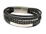 Armband ADELIA´S "Armband – Lederarmband aus Leder 19 cm", schwarz, Armbänder, Herren, 19cm, Leder, Armband, Zum Verschenken – ideal zum Muttertag