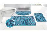 Badematte OTTO HOME "Regona Leo, Badvorleger, Badezimmer Teppich, Duschvorleger", petrol, H:10mm, Polyester, Badematten, Badematte, Leoparden-Muster, Animal Print, modern
