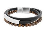 Armband ADELIA´S "Armband aus Leder mit Tigerauge 21 cm", schwarz, Armbänder, Herren, 21cm, Leder, Armband, Ideal als Geschenk für besondere Anlässe