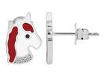 Paar Ohrhänger ADELIA´S "Ohrringe – Ohrstecker Einhorn aus 925 Silber mit Emaille", Mädchen, Gr. Kinder, Silber 925 (Sterlingsilber), rot (silber), Ohrringe, Ideal zum Verschenken – schlicht und stilvoll