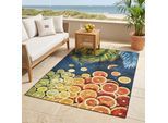 Teppich SANSIBAR "Rantum Beach 004", bunt (multi), B:100cm H:5mm L:200cm, Polypropylen, Teppiche, Teppich, Flachgewebe, modernes Sommer Design, In- und Outdoor geeignet