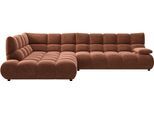 Ecksofa HOME AFFAIRE "Cozy Bubble, mit klappbarer Armlehne, Breite 324 cm", braun (rusty), B:324cm H:85cm T:211cm, 100% Polyester, Sofas, Ecksofa, mit eleganter Steppung, Rundumbezug & weicher Polsterung