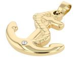 Kettenanhänger ADELIA´S "Anhänger aus Edelstahl mit Strass Steinchen", gold, Schmuckanhänger, Damen, Edelstahl, Kettenanhänger, Geschenkidee: zeitlos und vielseitig