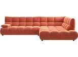 Ecksofa HOME AFFAIRE "Cozy Bubble, mit klappbarer Armlehne, Breite 324 cm", orange (aperol), B:324cm H:85cm T:211cm, 100% Polyester, Sofas, Ecksofa, mit eleganter Steppung, Rundumbezug & weicher Polsterung