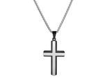 Kettenanhänger ADELIA´S "Anhänger – Kreuz Kreuzanhänger aus Edelstahl", schwarz (silber), Schmuckanhänger, Damen, Edelstahl, Kettenanhänger, Ideal als Geschenk – dezent und elegant