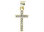 Kettenanhänger ADELIA´S "Anhänger – Kreuz Kreuzanhänger aus 925 Silber mit Zirkonia", gold, Schmuckanhänger, Damen, Silber 925 (Sterlingsilber), Kettenanhänger, Ein Geschenk, das Freude macht