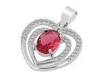 Kettenanhänger ADELIA´S "Anhänger – Herz Herzanhänger aus 925 Silber mit Zirkonia", rot (silber), Schmuckanhänger, Damen, Silber 925 (Sterlingsilber), Kettenanhänger, Perfekt zum Verschenken an besondere Menschen