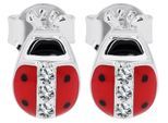 Paar Ohrhänger ADELIA´S "Ohrringe – Ohrstecker aus 925 Silber mit Zirkonia", Mädchen, Gr. Kinder, Silber 925 (Sterlingsilber), rot (silber), Ohrringe, Ideal zum Verschenken – schlicht und stilvoll