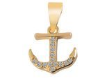 Kettenanhänger ADELIA´S "Anhänger aus 925 Silber mit Zirkonia", gold, Schmuckanhänger, Damen, Silber 925 (Sterlingsilber), Kettenanhänger, Ideal als Geschenk zum Geburtstag