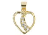 Kettenanhänger ADELIA´S "Anhänger – Herz Herzanhänger aus 925 Silber mit Zirkonia", gold, Schmuckanhänger, Damen, Silber 925 (Sterlingsilber), Kettenanhänger, Ideal zum Verschenken – schlicht und stilvoll