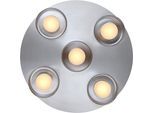 LED Deckenleuchte "DUNE", nickelfarben matt, chromfarben abgesetzt, 5, Ø 44cm H: 13cm, 1 Stk., HELL HÖLLISCH GUTES LICHT, Leuchten, B-Link Fernbedienung, Dim to warm, LED Deckenleuchte