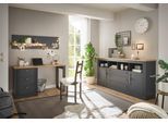 Büromöbel-Set OTTO HOME "Westminster", grau (grau dunkel), B:341cm H:170cm T:60cm, Holzwerkstoff, Metall, Arbeitsmöbel-Sets, Büromöbel-Set, im romantischen Landhausstil, exclusiv by Otto