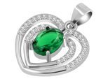 Kettenanhänger ADELIA´S "Anhänger – Herz Herzanhänger aus 925 Silber mit Zirkonia", grün (silber), Schmuckanhänger, Damen, Silber 925 (Sterlingsilber), Kettenanhänger, Ideal zum Verschenken – schlicht und stilvoll