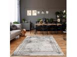 Teppich CARPET CITY "Noa 9341" Gr. 2, grau, B:80cm H:11mm L:150cm, Kunstfaser, Teppiche, Teppich, Läufer, Kurzflor, Modern, Weicher Flor, Pflegeleicht, Wohnzimmer