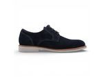 Tamaris herenschoenen van marineblauw suède leer met gladde neus, elegante derbyschoenen