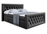BOXSPRINGBETT NOEL-Z KING - 180 x 200 - H3/H4 - Schwarz Hochglanz