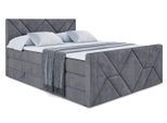 BOXSPRINGBETT BARWA-Z KING - 140x200 - H3/H4 - Dunkelgrau