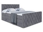BOXSPRINGBETT LEPARO-Z KING - 140 x 200 - H3/H4 - Dunkelgrau