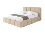 POLSTERBETT mit Bettkasten und Lattenrost, Bett mit Kopfteil, Boxbett ohne Matratze, Doppelbett mit Stauraum - NATA 180x200 Creme