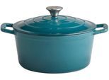 Kochtopf APS "Stars", blau (türkis), B:25cm H:11,5cm L:25cm Ø:25cm, Töpfe, Kochtopf, langlebigt und robust, Induktion, rund
