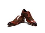 Herrenschuh mit klassischer Ziernaht Business-Schuh Glattleder Halbschuhe Braun