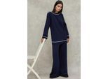 Knopen Gedetailleerde Trui & Wijde Pantalon Co-ord Set