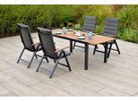 Garten-Essgruppe MERXX "Astros", grau (graphit, natur), Aluminium, Massivholz, Sitzmöbel-Sets, Garten-Essgruppe, inkl. Auflagen