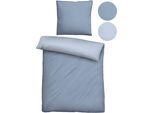 Wendebettwäsche BIBERNA "Helena", blau, B/L: 155cm x 220cm, 1 Stk., 1 Stk., Mako-Satin, B/L: 80cm x 80cm, 2 Stk., Mako-Satin, Obermaterial: 100% Baumwolle, Bettwäsche, Wendebettwäsche, feiner Glanz + weicher Griff, pflegeleicht, ganzjährig einsetzbar, RV