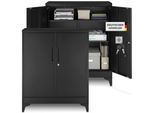 tectake® Aktenschrank, 80 x 40 x 100 cm, 2 verstellbare Zwischenböden, pulverbeschichteter Stahl, Kippschutz, höhenverstellbare Füße