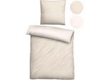Wendebettwäsche BIBERNA "Helena", beige (natur), B/L: 135cm x 200cm, 1 Stk., 1 Stk., Mako-Satin, B/L: 80cm x 80cm, 2 Stk., Mako-Satin, Obermaterial: 100% Baumwolle, Bettwäsche, Wendebettwäsche, feiner Glanz + weicher Griff, pflegeleicht, ganzjährig einsetzbar, RV