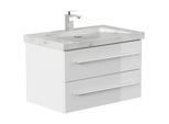 Badmöbel Marmor Carrara White YAMO 75 cm 1 Hahnloch SoftClose in versch. Ausführungen